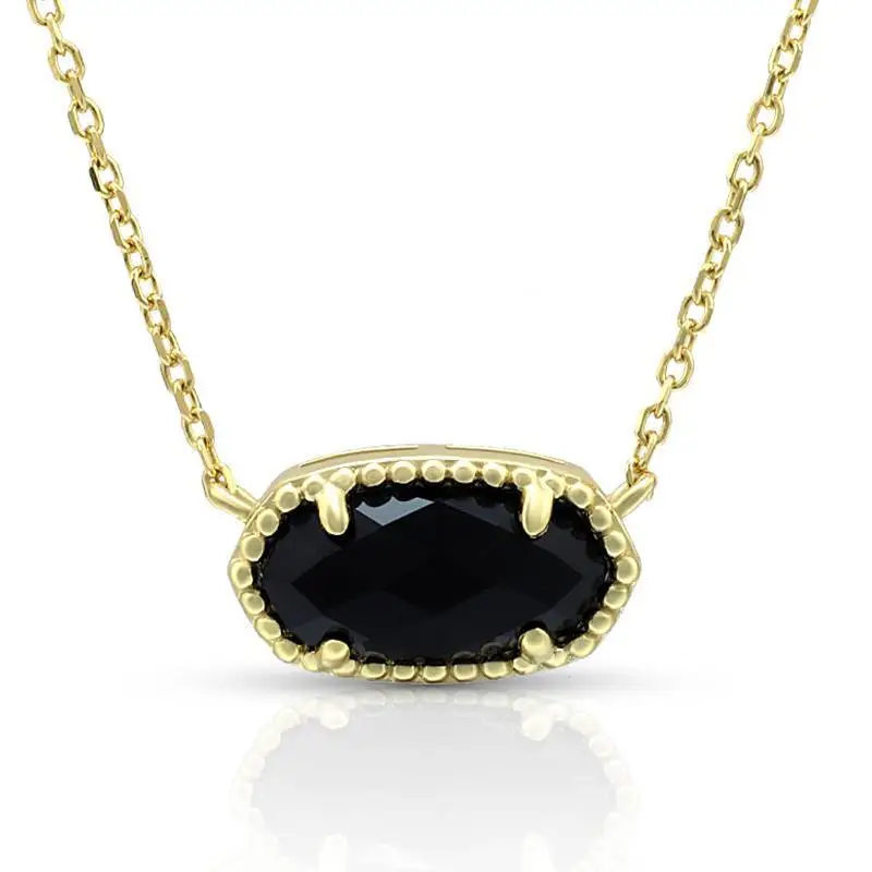 Black Agate Oval Pendant Necklace 1