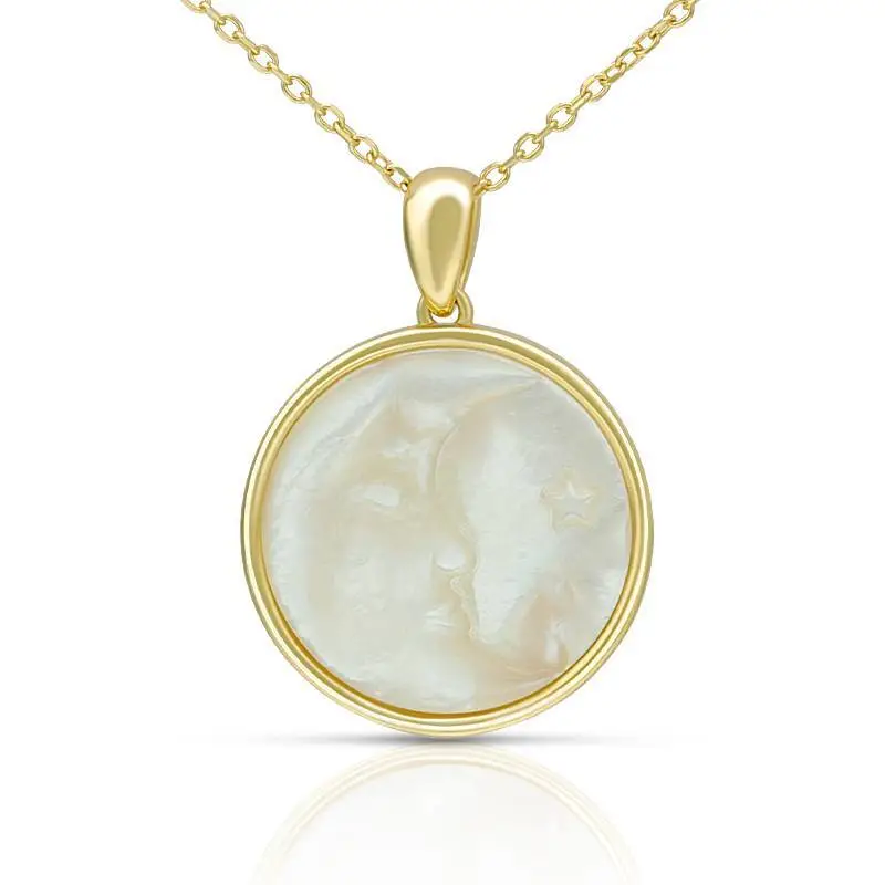 Moon White Shell Pendant Necklace 1