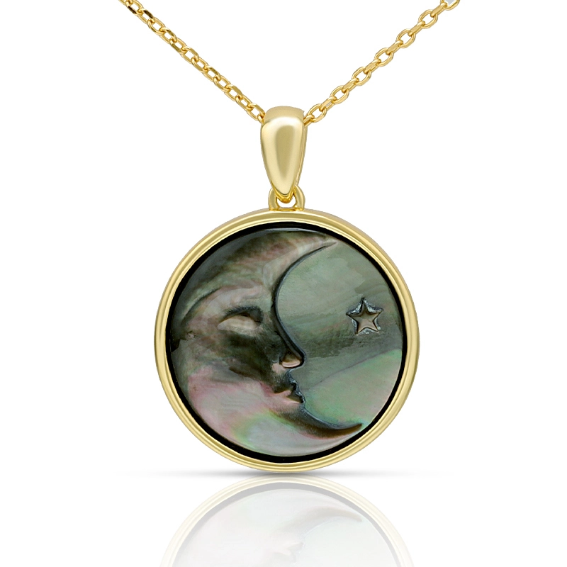 Moon Black Shell Pendant Necklace 1