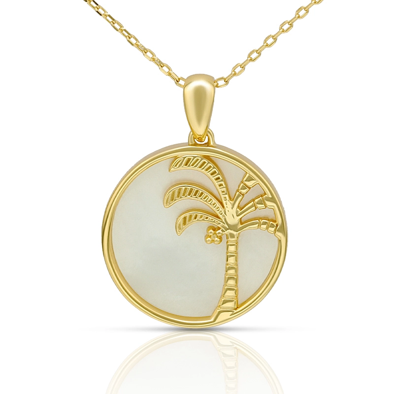 Tree Mother of Pearl Disc Necklace 1