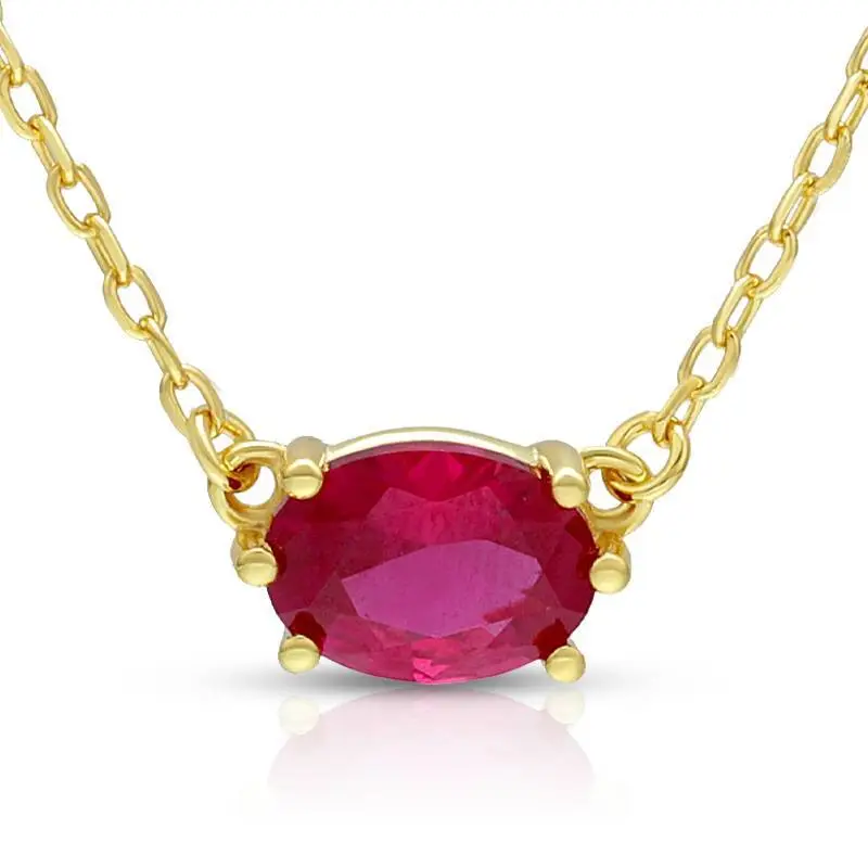 July Red Corundum Birthstone Necklace 1