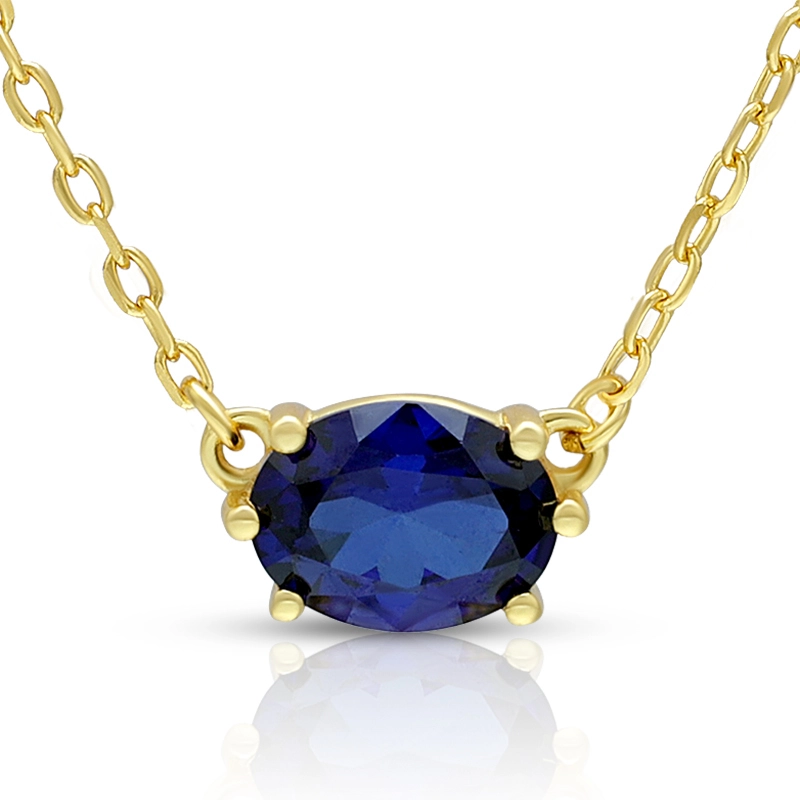September Blue Corundum Birthstone Necklace 1