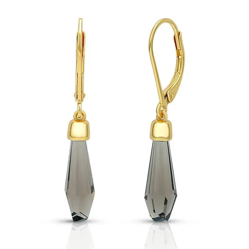 Perfume Bottle Smoky Quartz Lever Back Earring 1
