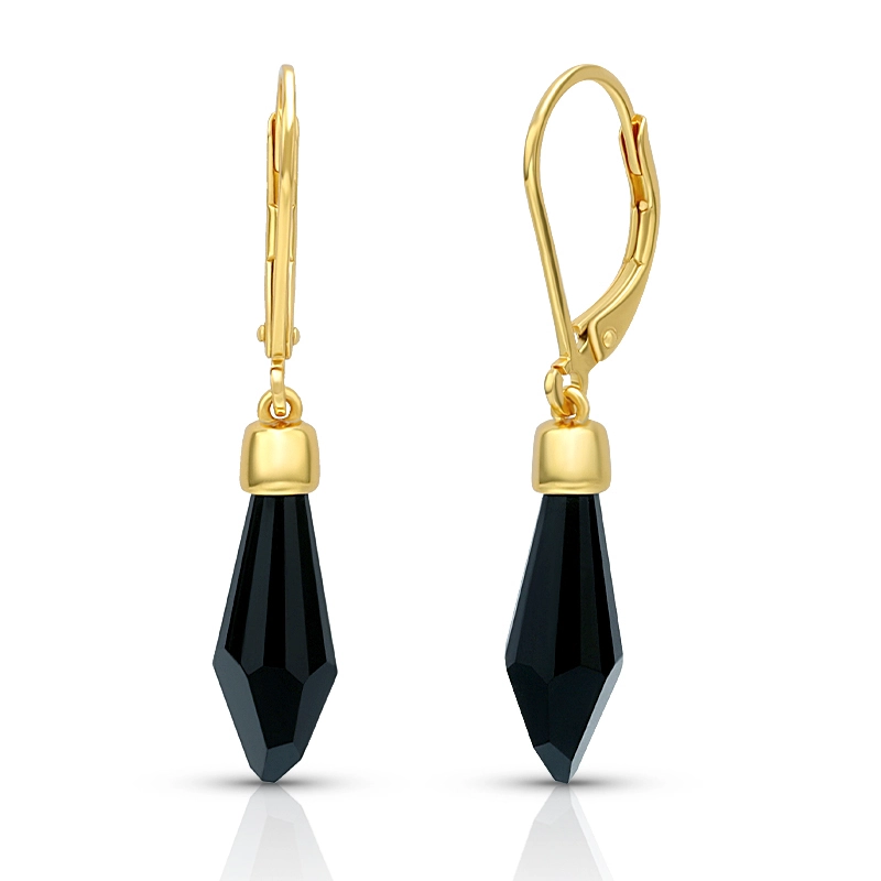 Perfume Bottle Black Agate Lever Back Earring 1