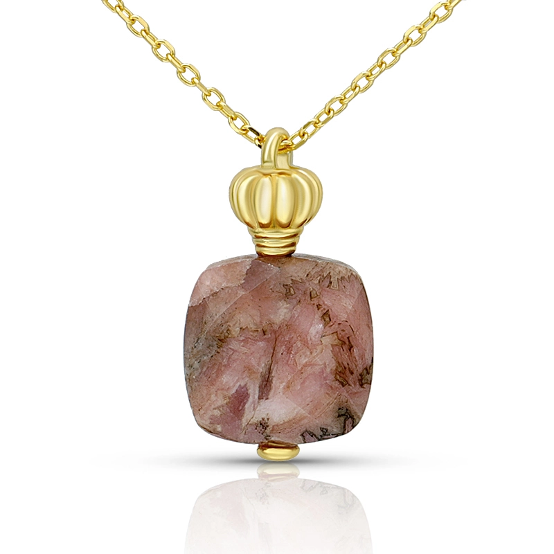Perfume Bottle Rhodochrosite Pendant Necklace 1