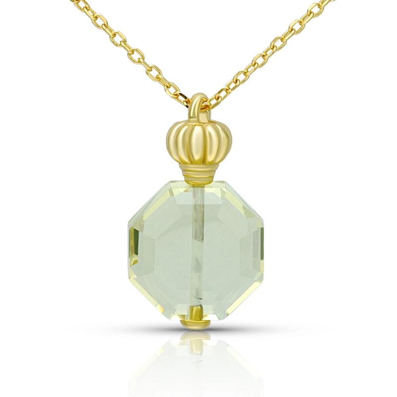Perfume Bottle Lemon Crystal Pendant Necklace 1