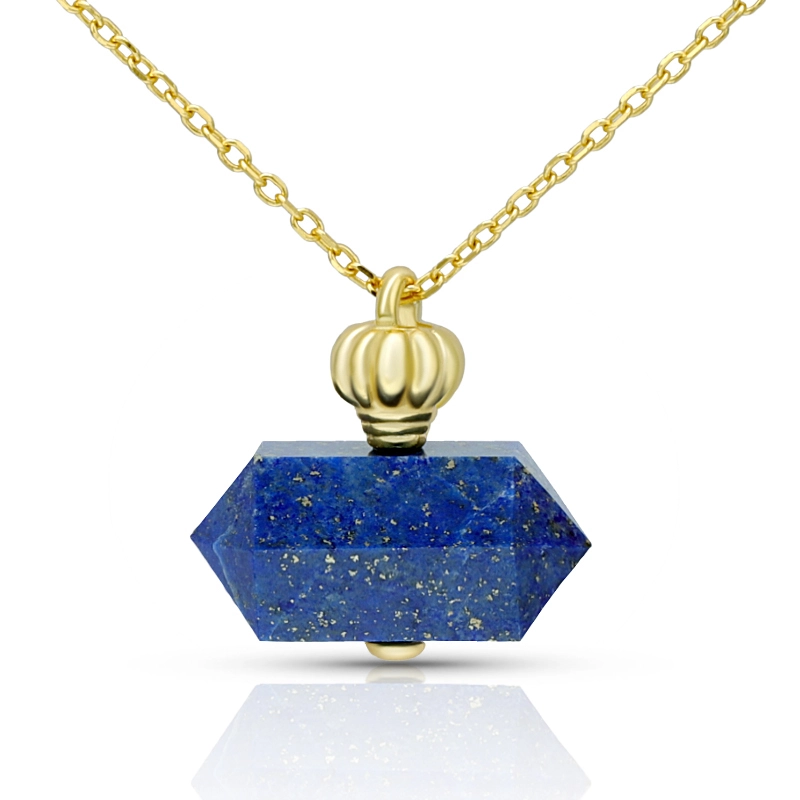 Perfume Bottle Lapis Lazuli Pendant Necklace 1