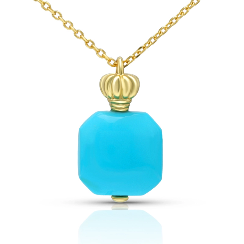 Perfume Bottle Created Blue Turquoise Pendant Necklace 1