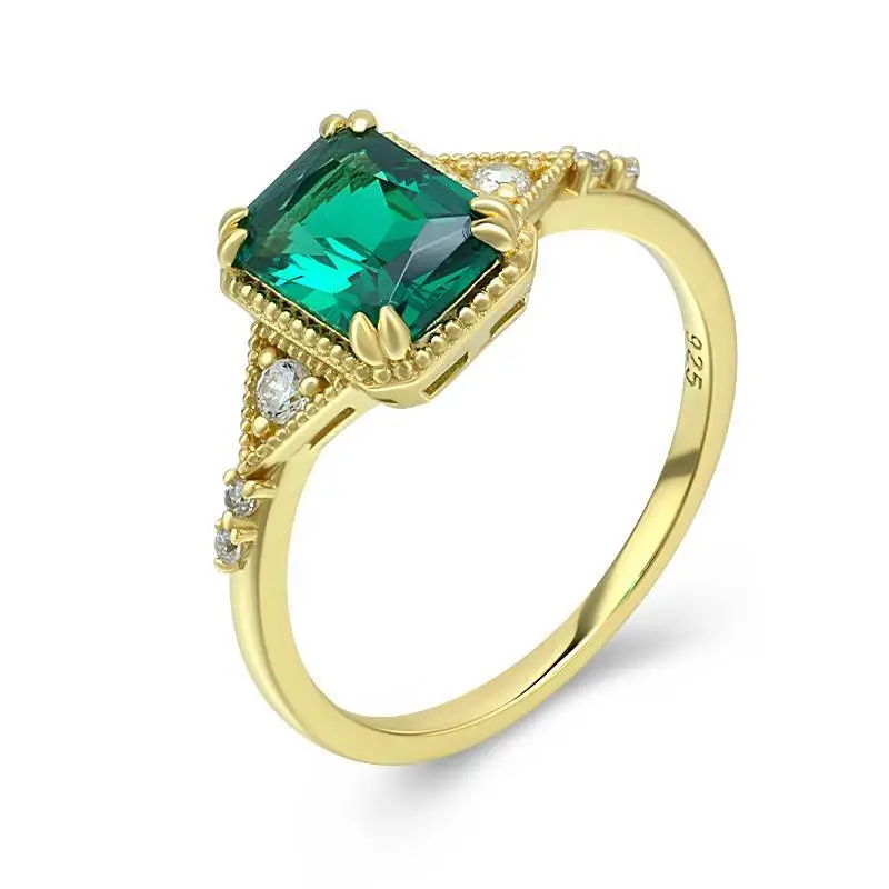 Simulate Emerald Octagon Ring 1