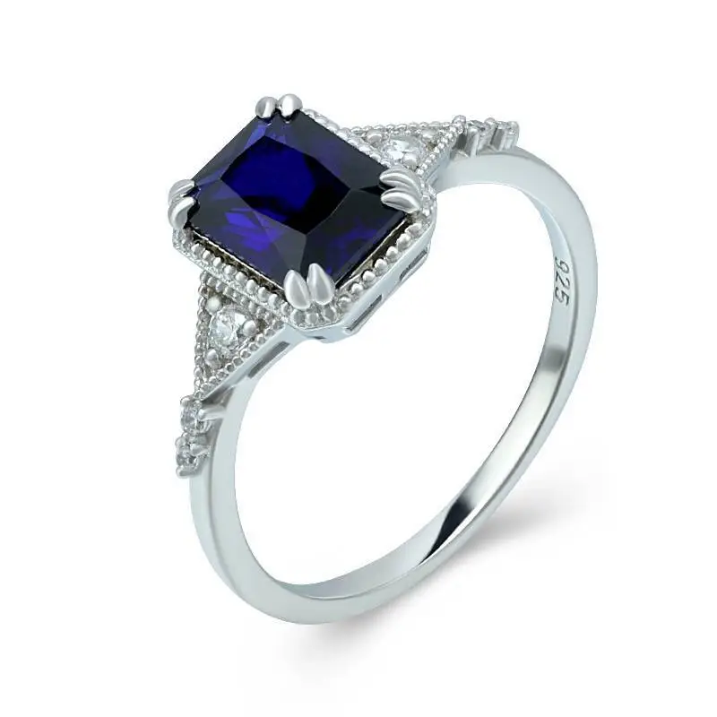Simulate Blue Sapphire Octagon Ring 1