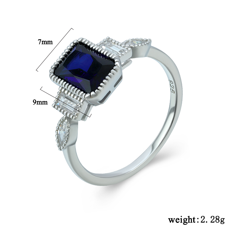 Simulate Octagonal Blue Sapphire Engagement Ring 4