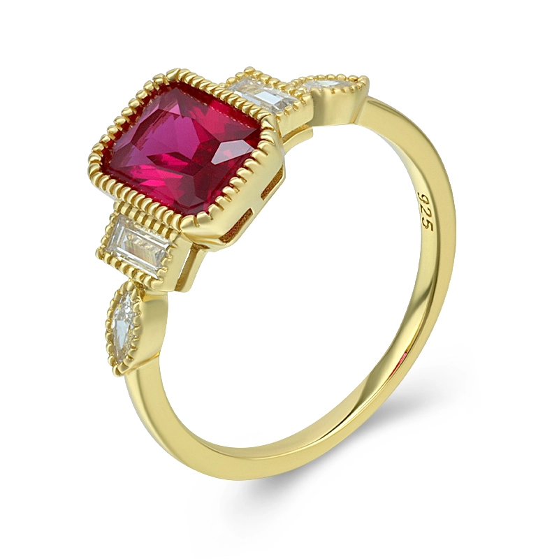 Simulate Octagonal Ruby Engagement Ring 1