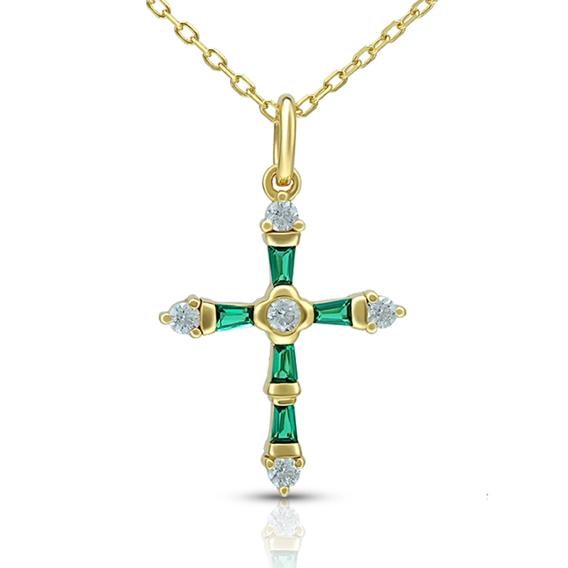 Simulate Emerald Cross Necklace 1