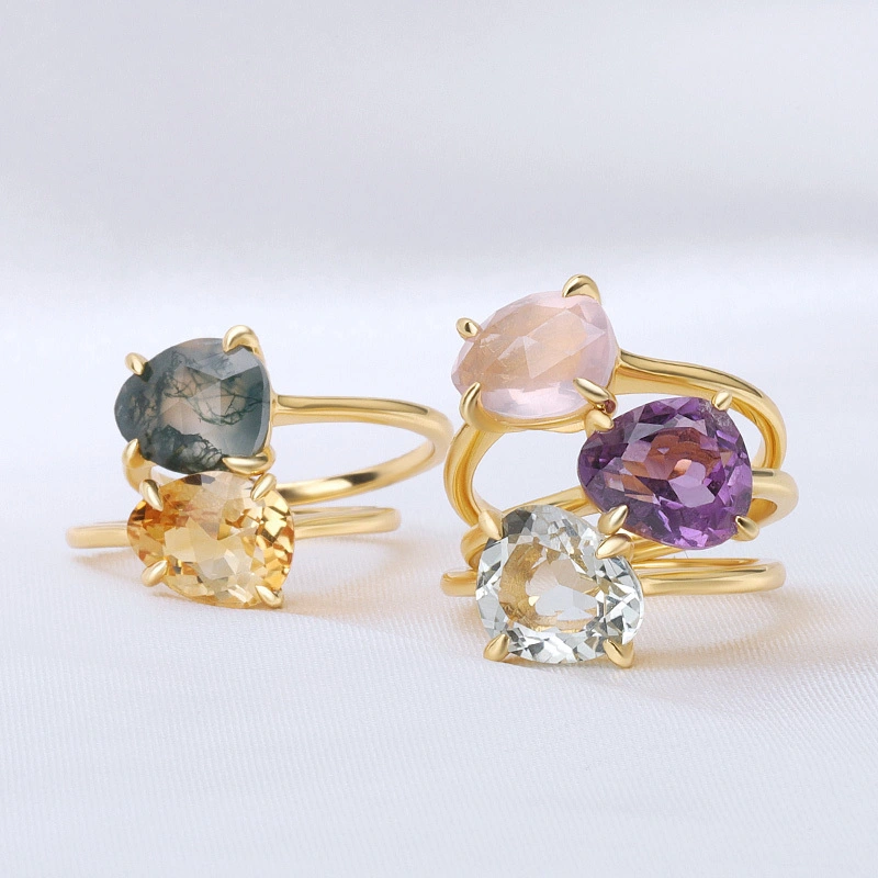 10*8mm Irregular Rose Cut Gemstone Ring 1