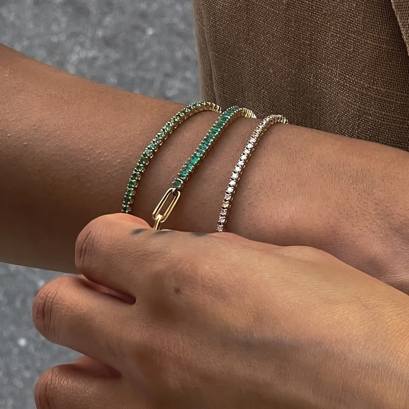 Baguette Half Paperclip Half Tennis Bracelet 3