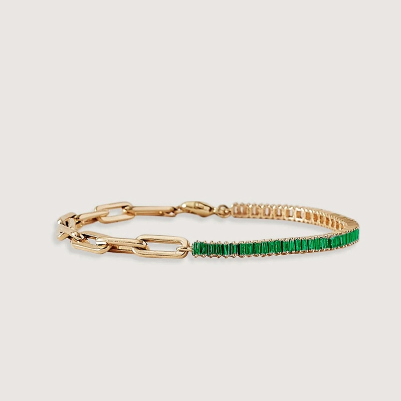 Baguette Half Paperclip Half Tennis Bracelet 1