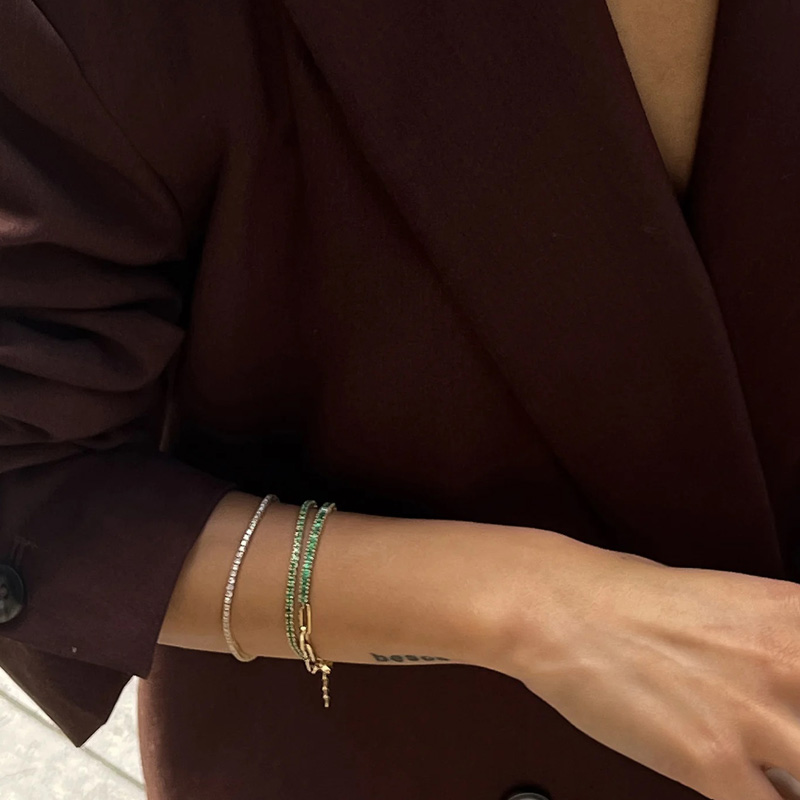 Baguette Half Paperclip Half Tennis Bracelet 5