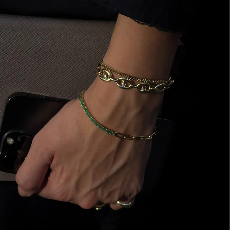 Baguette Half Paperclip Half Tennis Bracelet 6