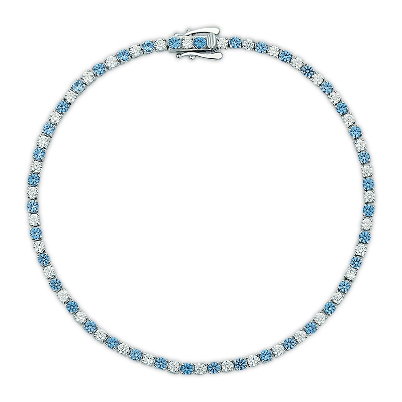 2mm Tennis Bracelet Round Cut White Blue Zircon 1