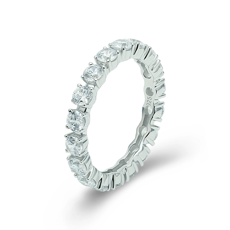 3mm Round Cut Tennis Ring White Gold Plated 1