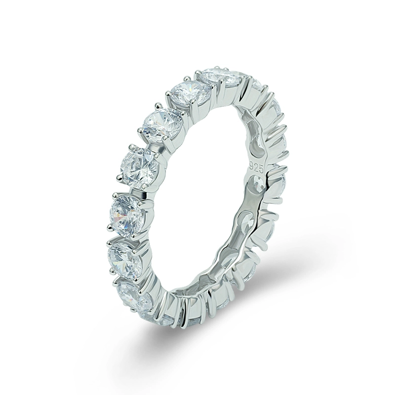 3.5mm Round Cut Tennis Ring White Gold Plated 1