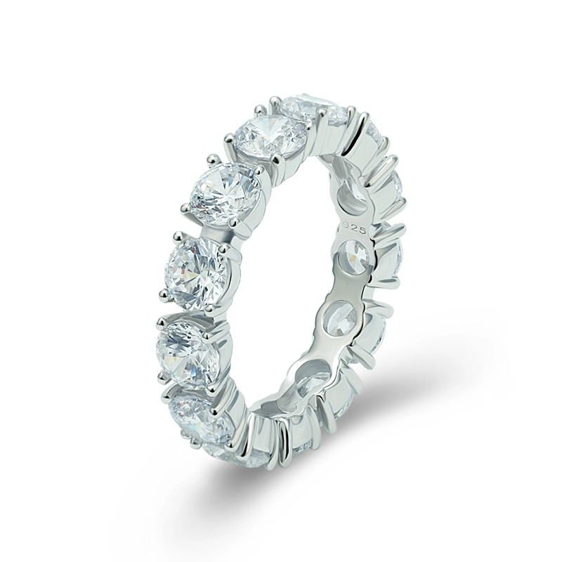 4mm Round Cut Tennis Ring White Gold Plated 1