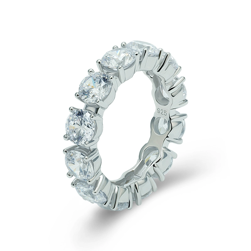5mm Round Cut Tennis Ring White Gold Plated 1