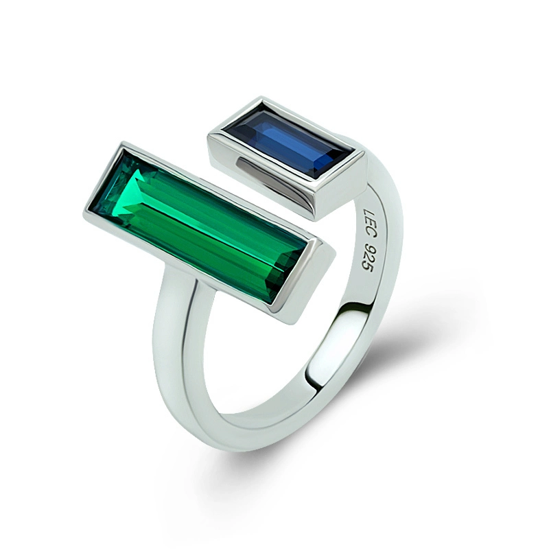 Two Stone Emerald Sapphire Ring 1