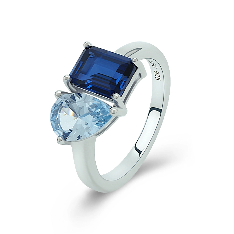 Sapphire Aquamarine You And Me Ring 1