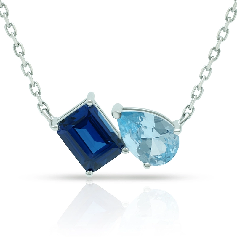 Sapphire Aquamarine You And Me Necklace 1