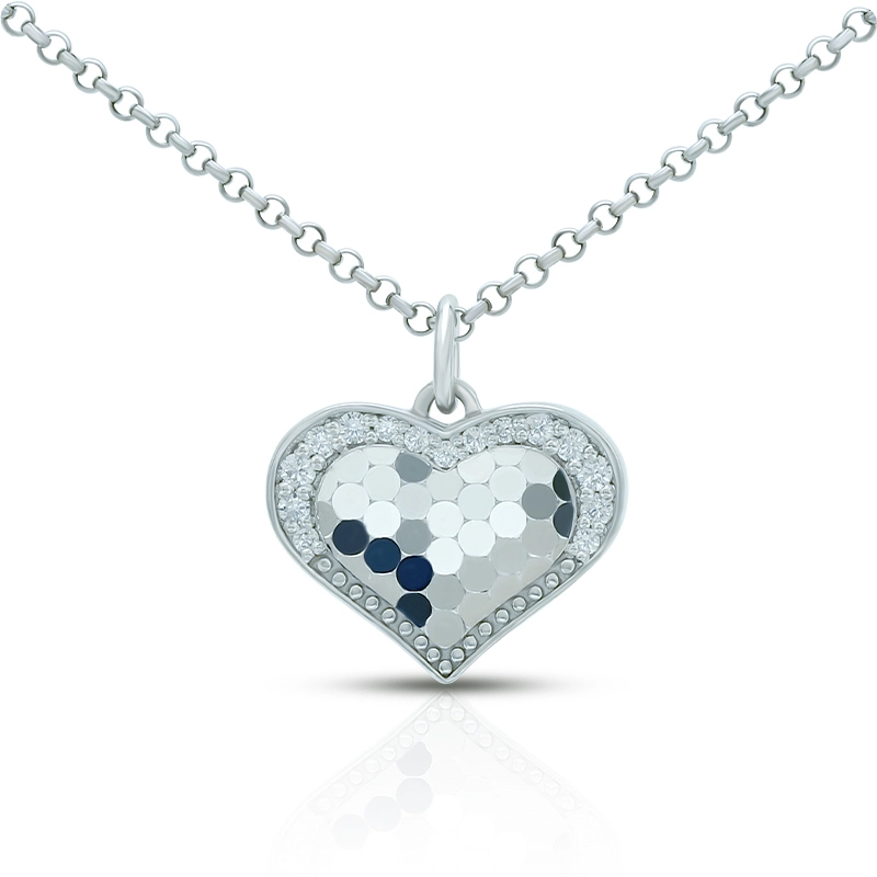 CZ Silver Heart Pendant Necklace 1