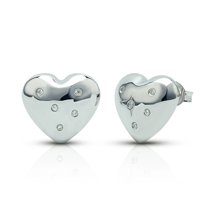 Sterling Silver Heart Stud Earrings 1