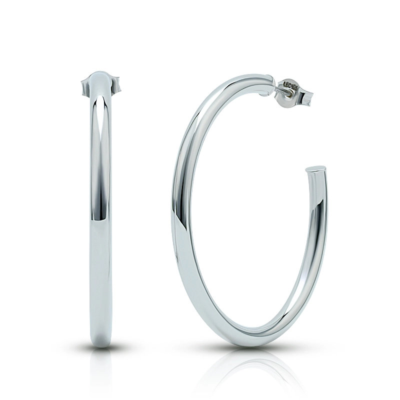 40mm Oversized Silver Tube Hoop Earrings 1