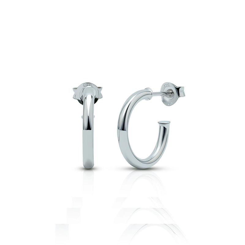 15mm Small Silver Tube Hoop Earrings 1