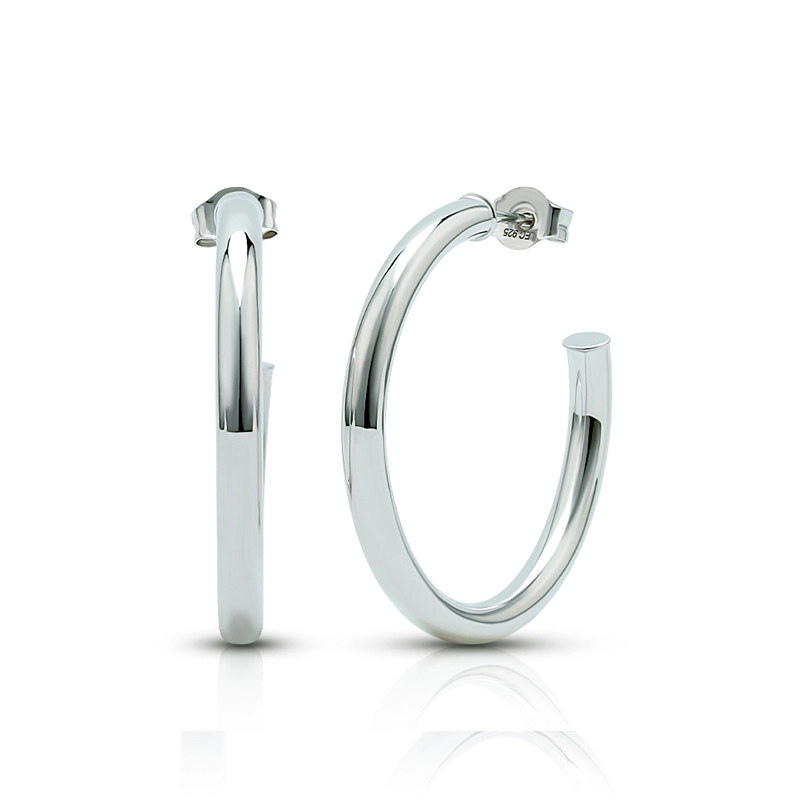 30mm Huge Silver Tube Hoop Earrings 1