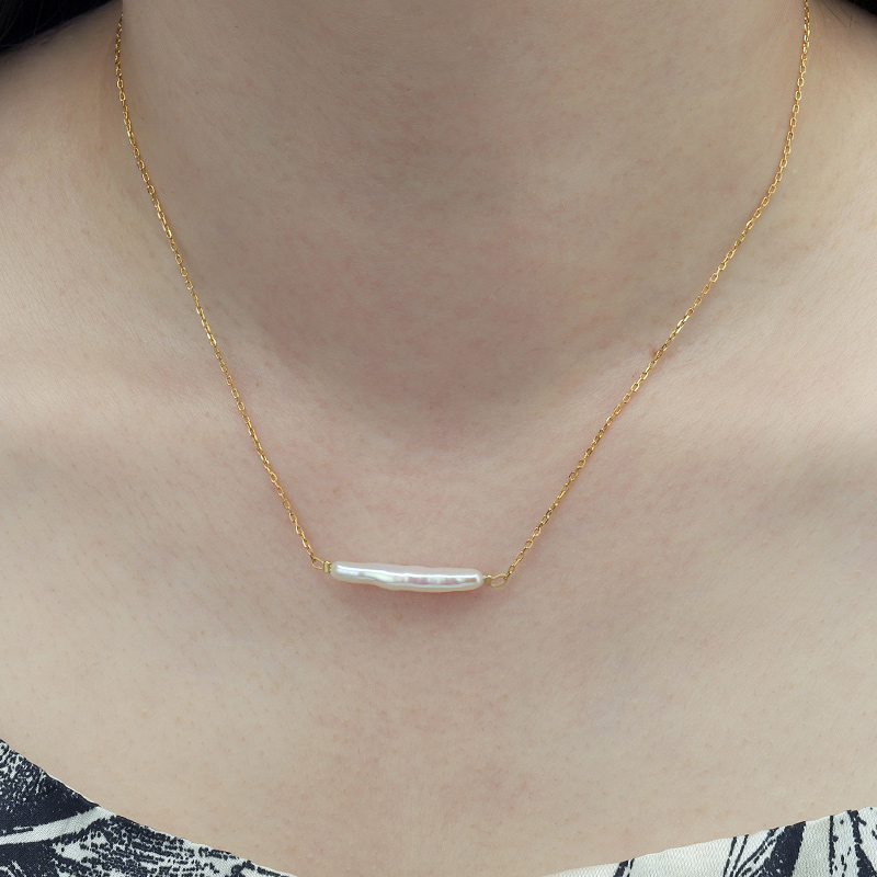 Baroque Pearl Necklace Disc Pendant 2