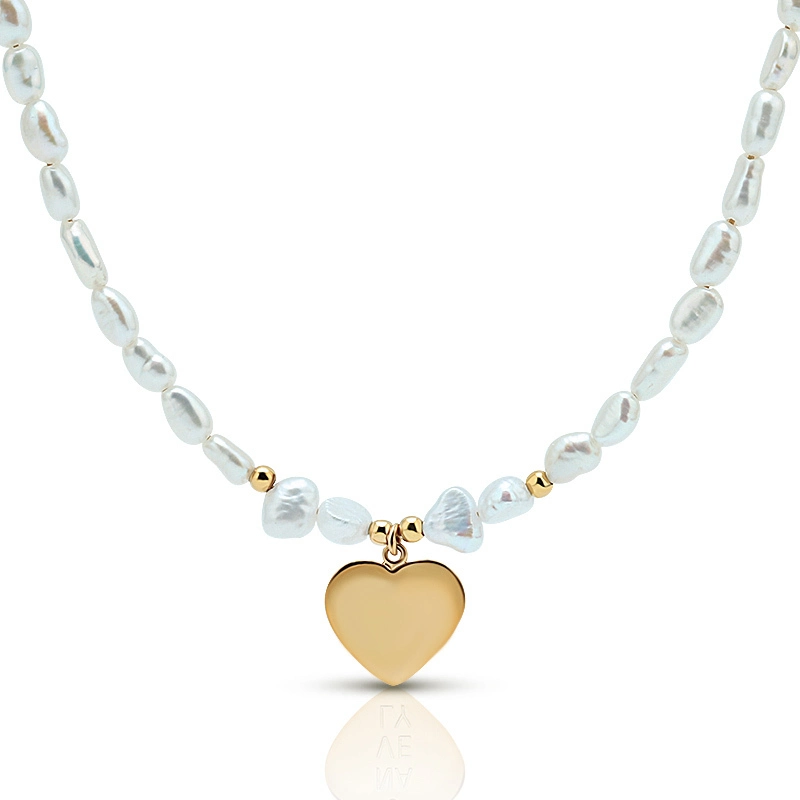 Baroque Pearl Necklace Heart Pendant 1