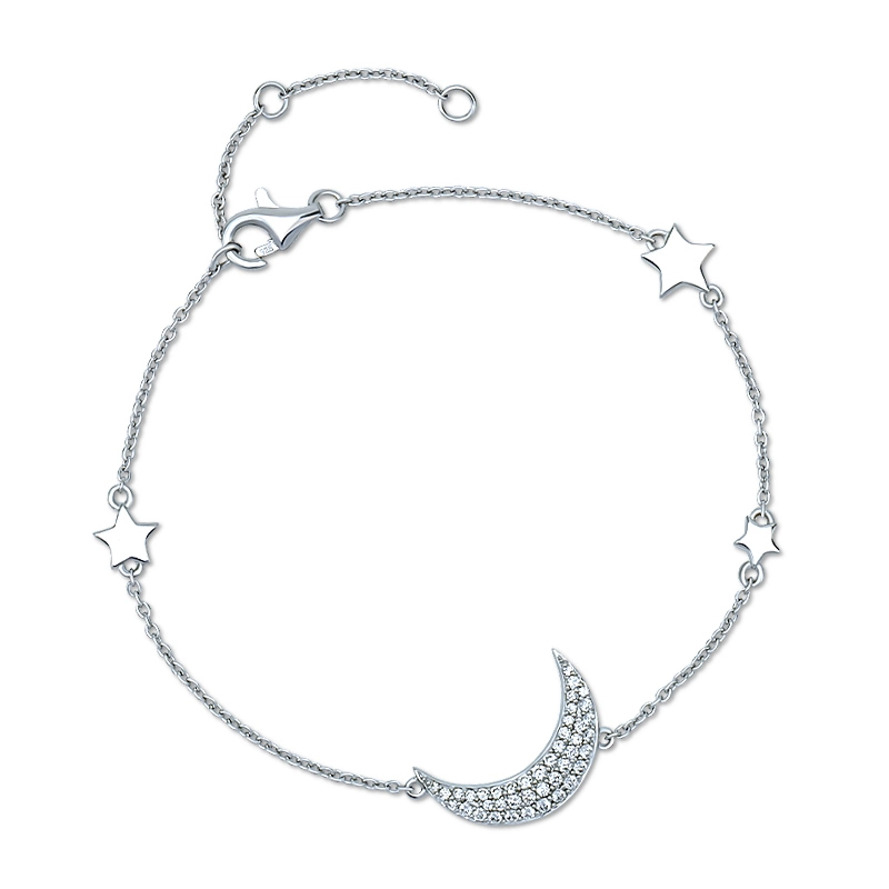 Sterling Silver Moon And Star Bracelet 1