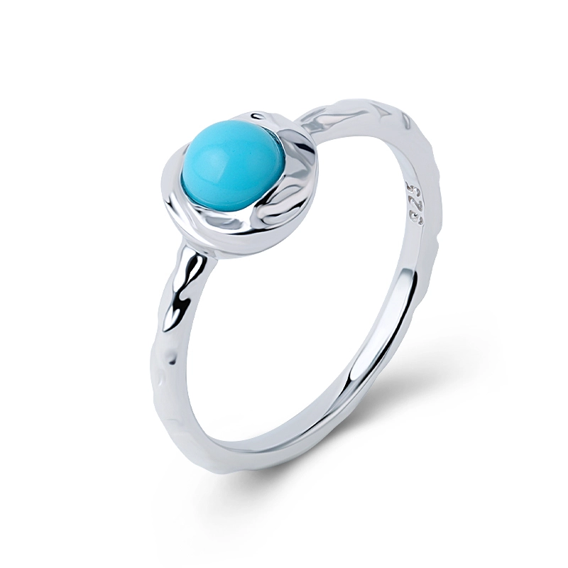 Irregular Texture Created Turquoise Ring 1
