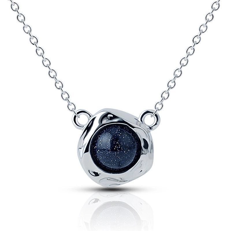 Irregular Texture Blue Aventurine Pendant Necklace 1