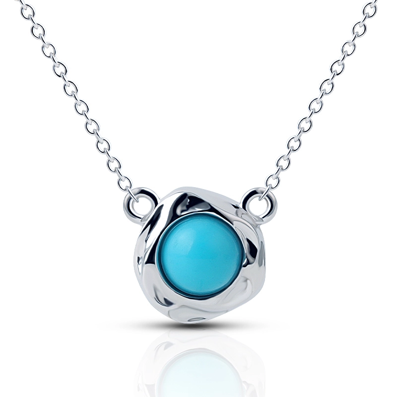 Irregular Texture Created Turquoise Pendant Necklace 1
