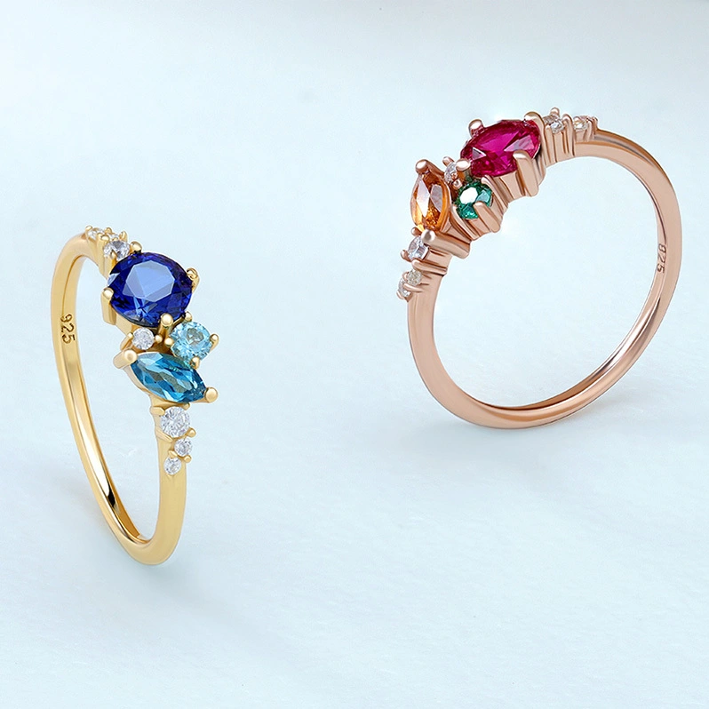 Round Blue Sapphire Ring Colorful Stone 1