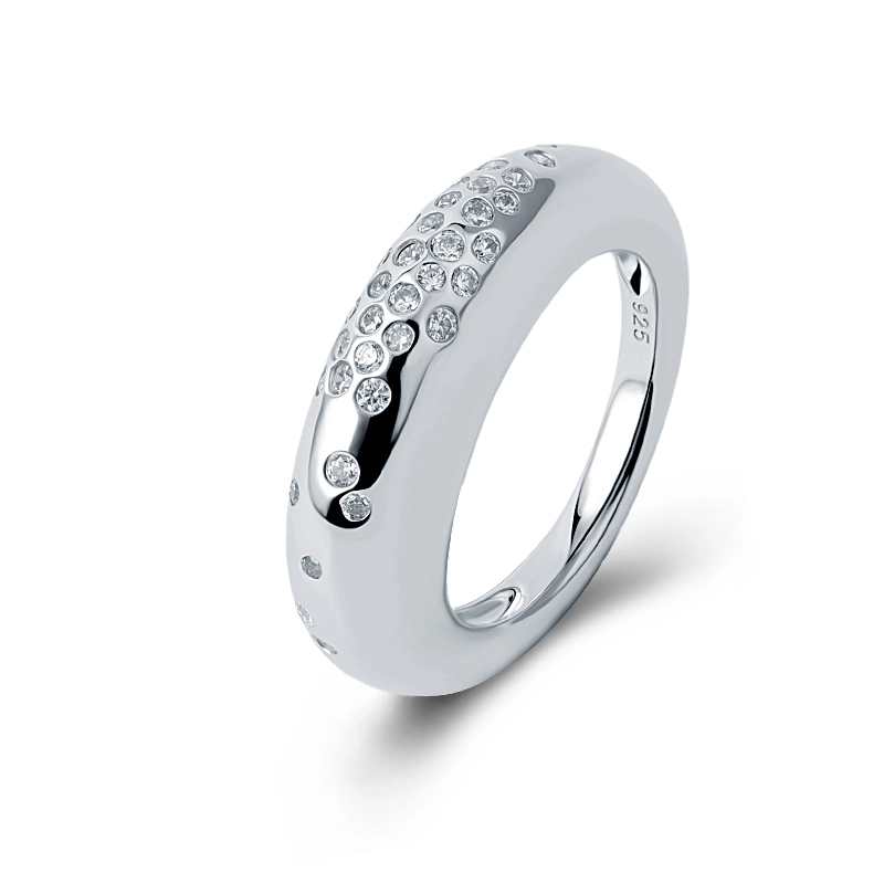 White Satin Star Dome Ring 1