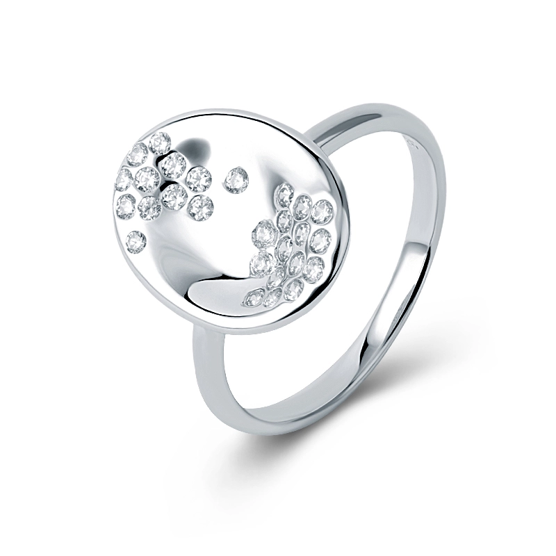 White Satin Star Oval Band Ring 1