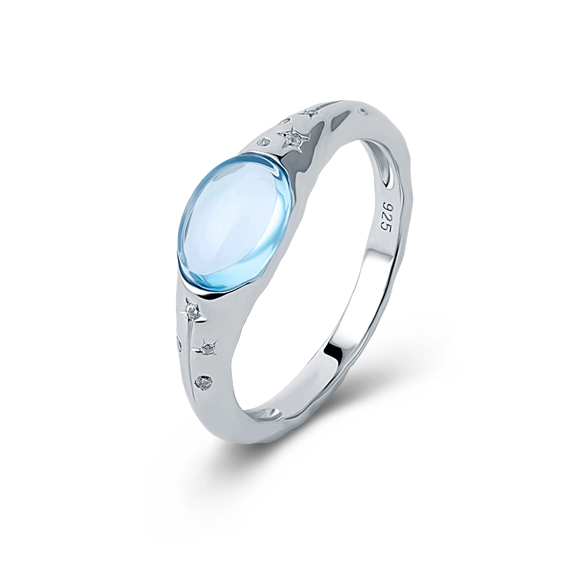 Sky Blue Crystal Star Engagement Ring 1