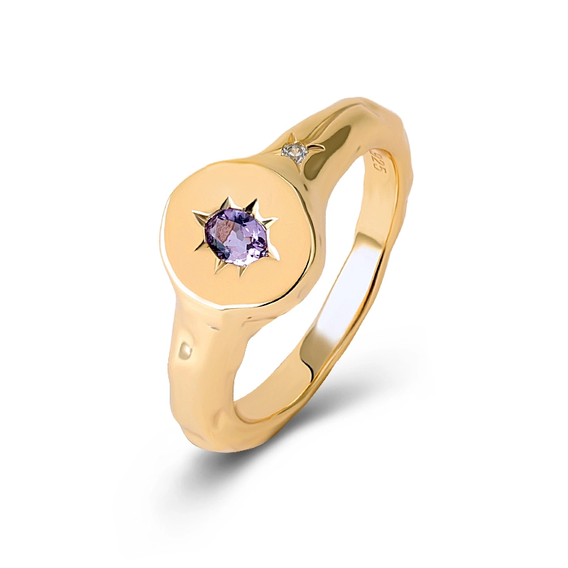 Amethyst Star Signet Ring 1