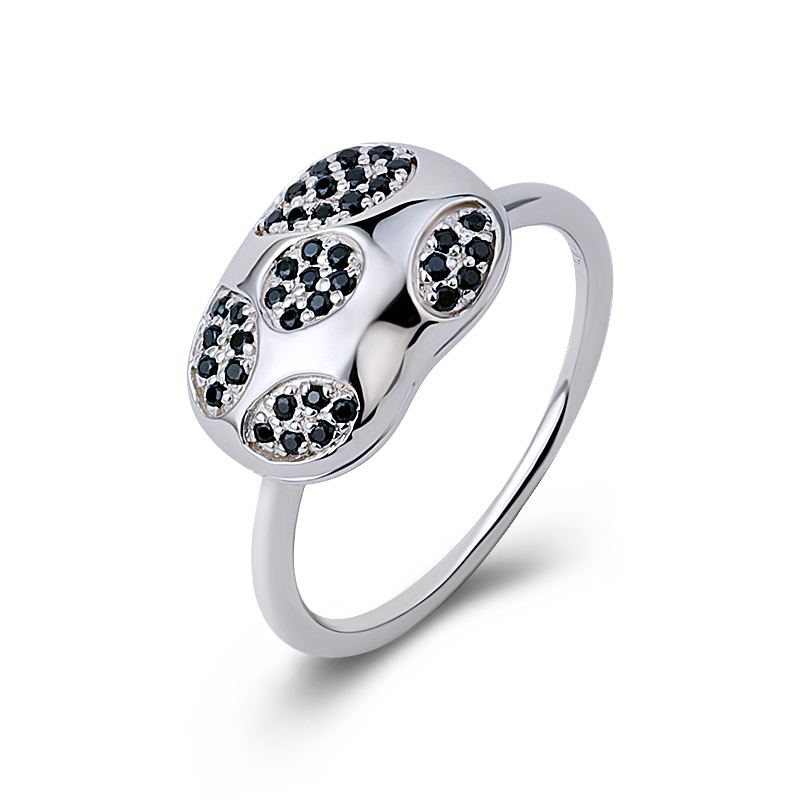 Sterling Silver CZ Bean Ring 1
