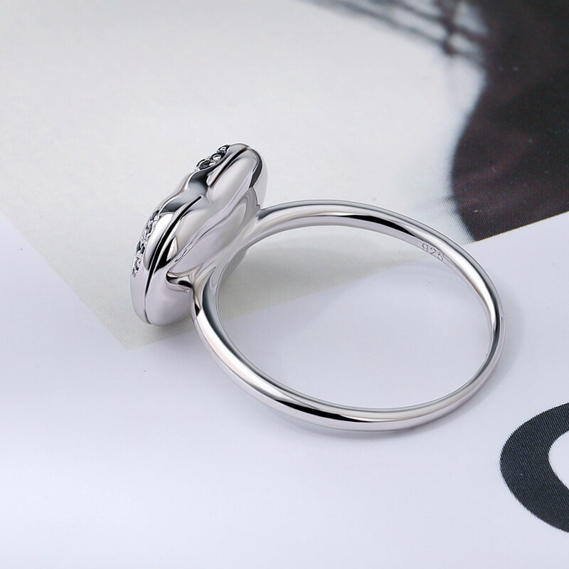 Sterling Silver CZ Bean Ring 9