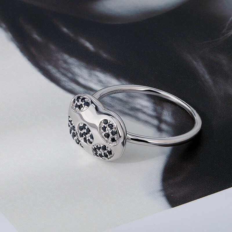 Sterling Silver CZ Bean Ring 6