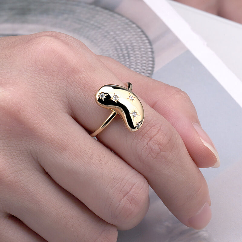 Star CZ Bean Ring 2